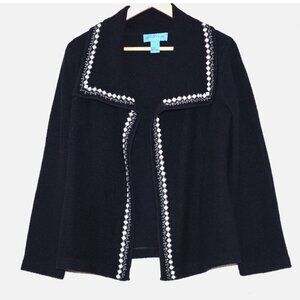 Doncaster Wool  Navy Blue Jacket with Embellished Trim Women size S